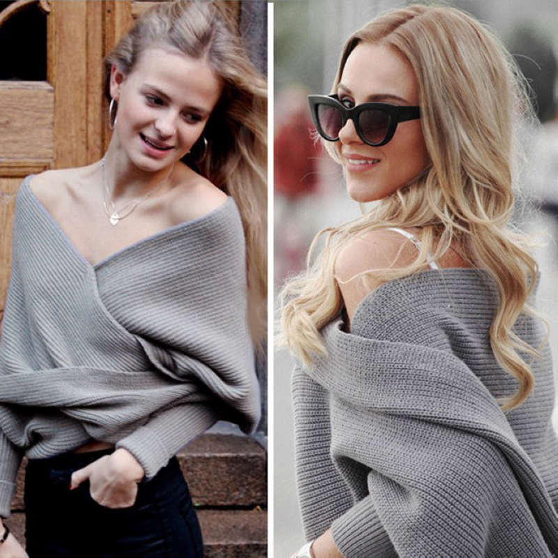 off shoulder wrap jumper